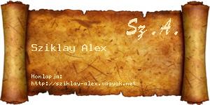 Sziklay Alex névjegykártya
