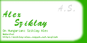 alex sziklay business card